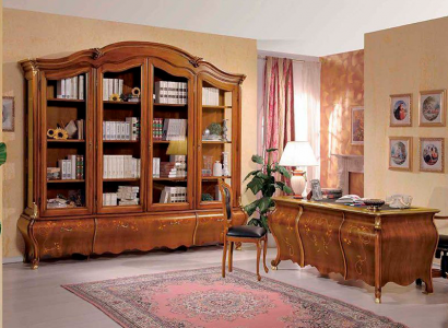 Braunes Büro-Set Luxus Schreibtisch Vitrine Drehsessel Klassisch 3tlg